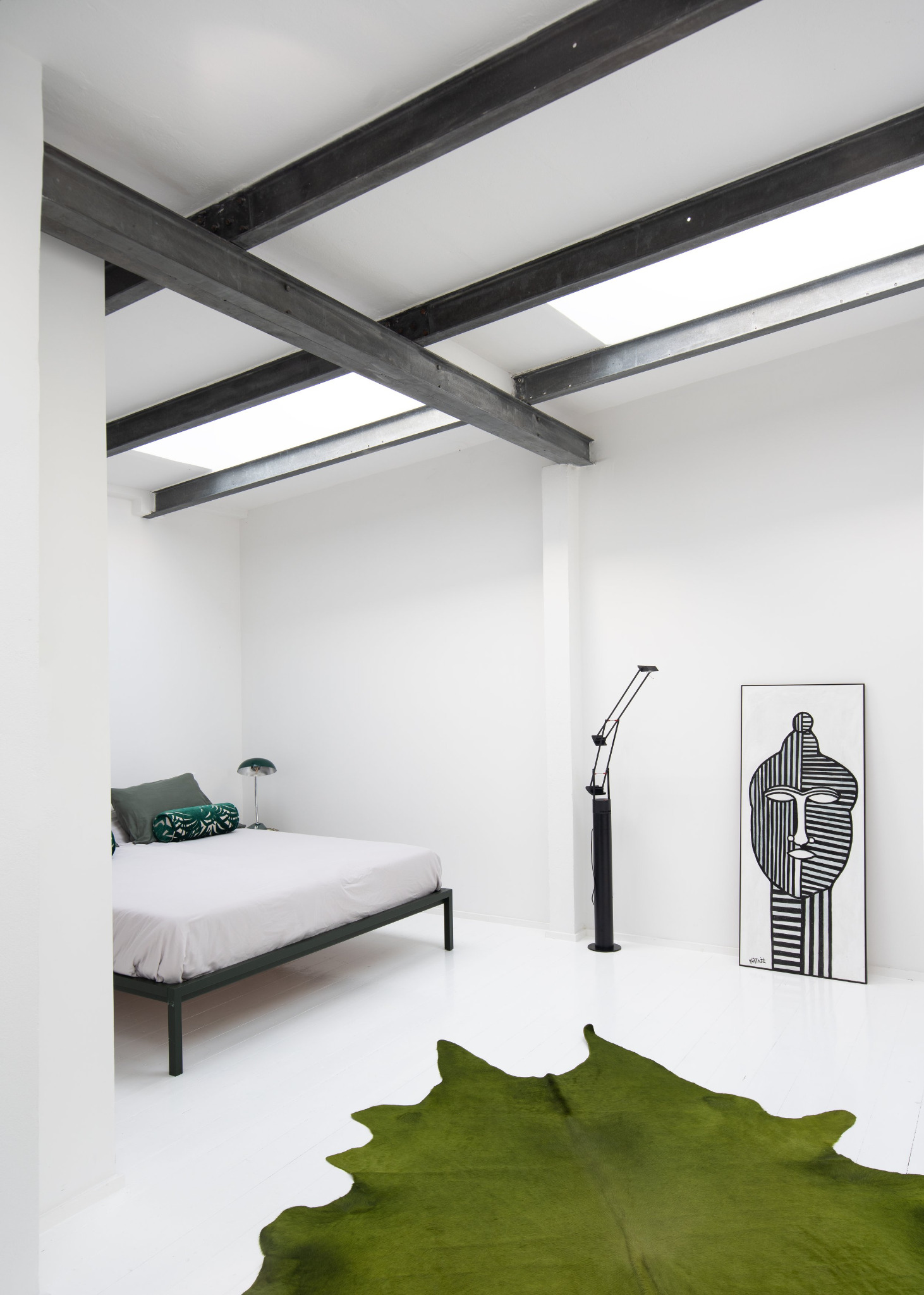 Loft a Venezia - Camera da letto con tappeto verde
